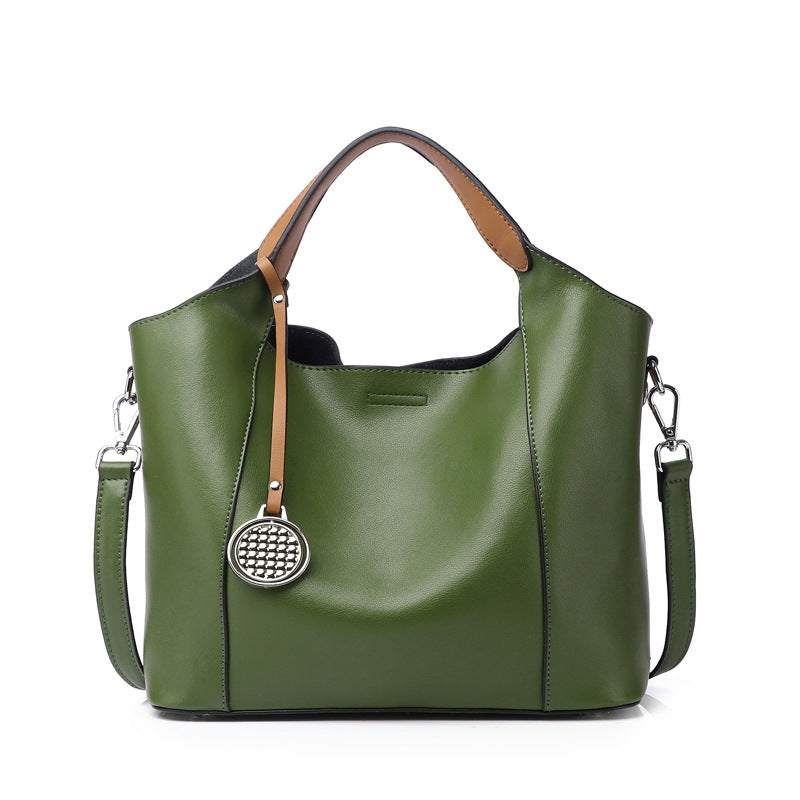 Green Leather Work Bag with versatile design, part of Essence of Elegance Handbag Collection.