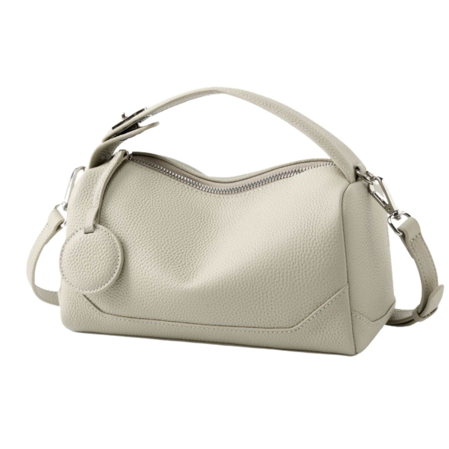 Petite modern lychee leather handbag with genuine leather, compact design, versatile strap, and sleek style.