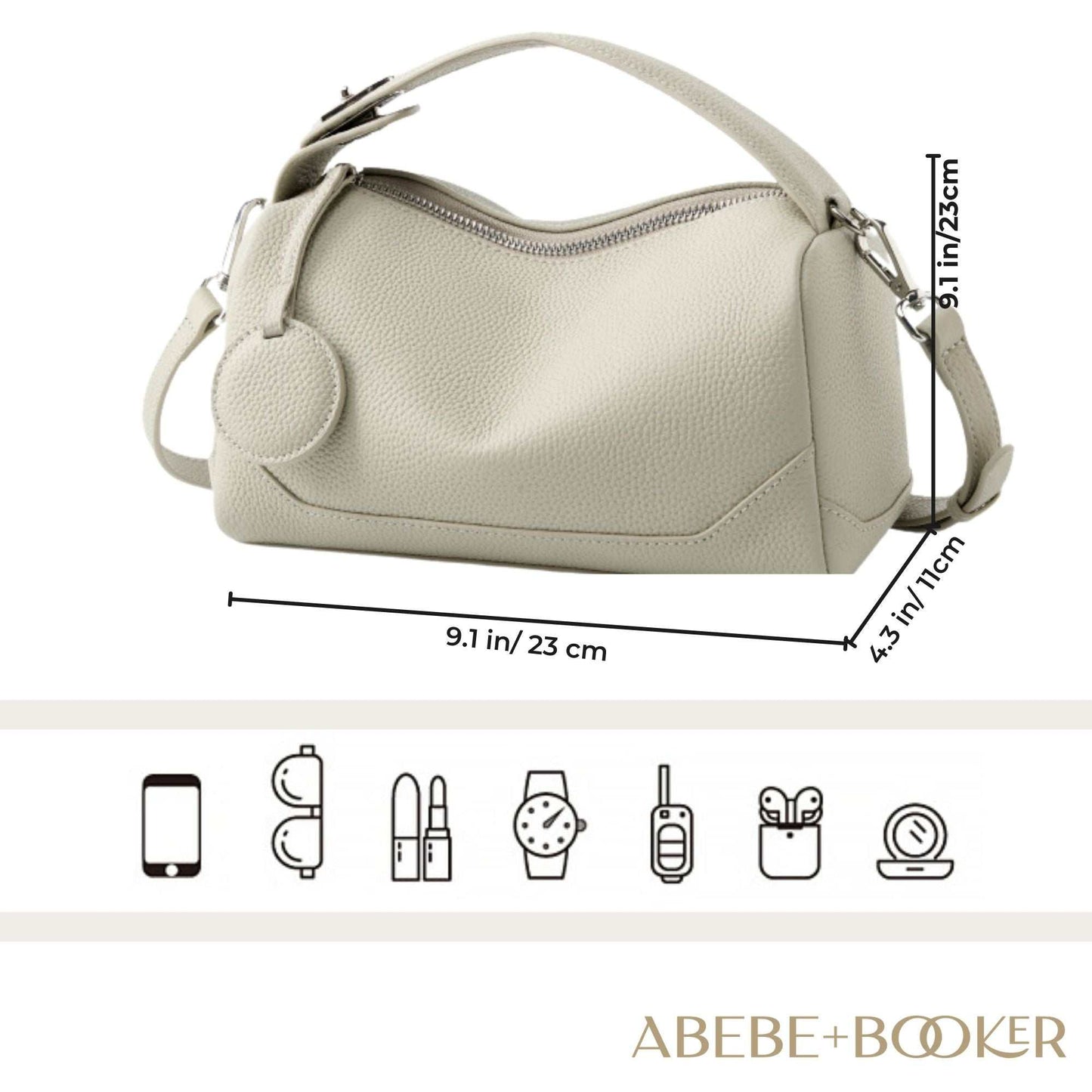 Petite Modern Lychee Leather Handbag in genuine lychee-patterned leather, versatile with adjustable strap, compact yet roomy interior, scratch-resistant material.