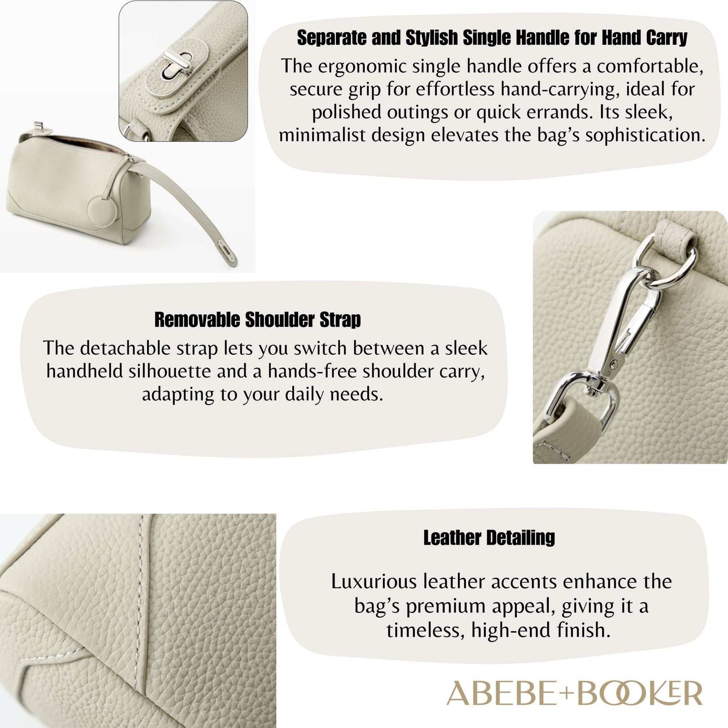 Petite Modern Lychee Leather Handbag with genuine lychee-pattern leather, adjustable strap, and multiple pockets.