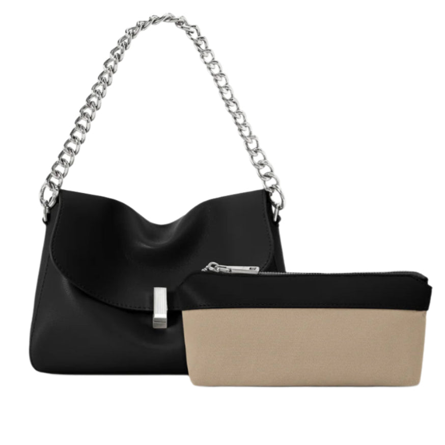 Small Messenger Purse with chain strap and removable inner bag, genuine leather, versatile and stylish.