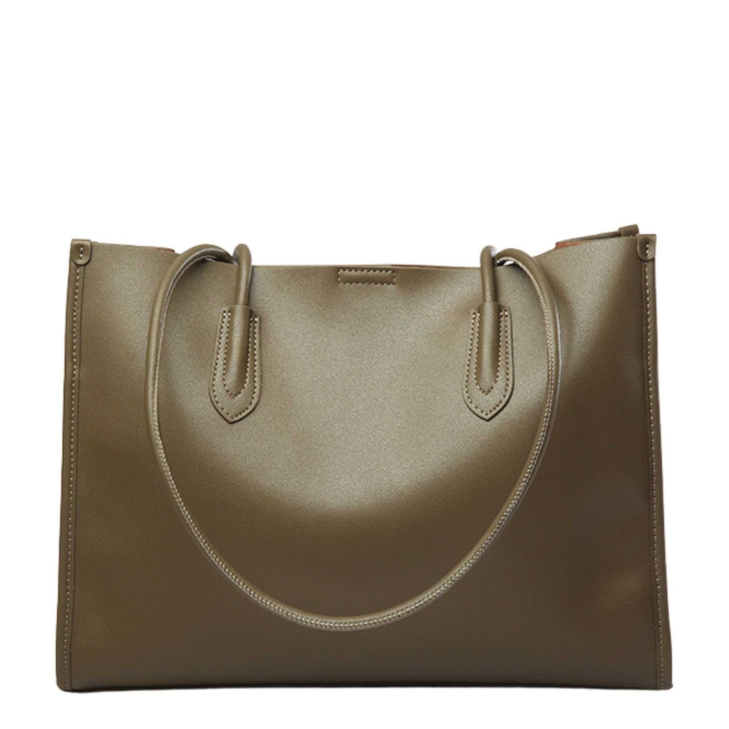 Tote leather bag with durable handles, ideal for versatile use.