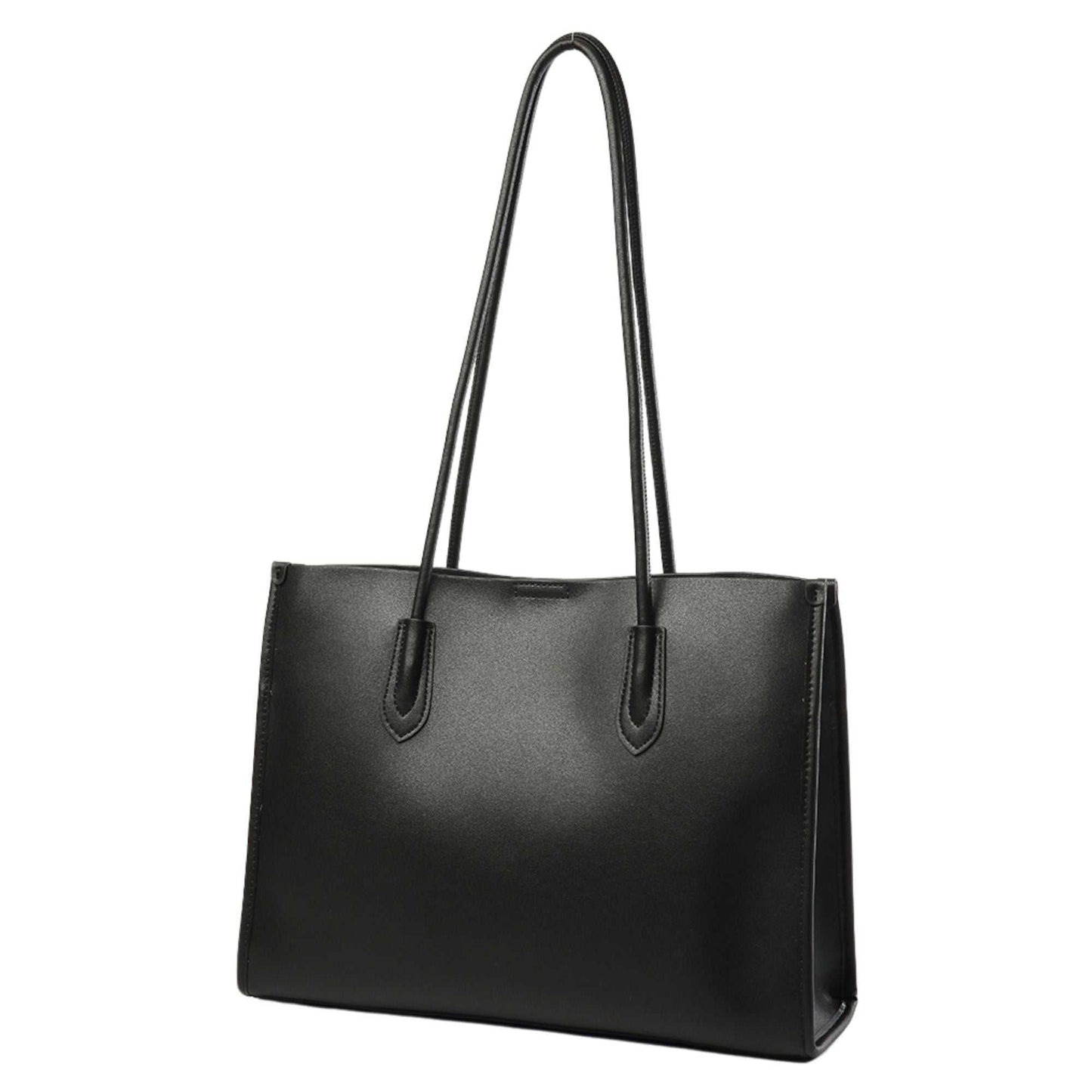 Genuine leather tote bag with durable straps and sleek design.