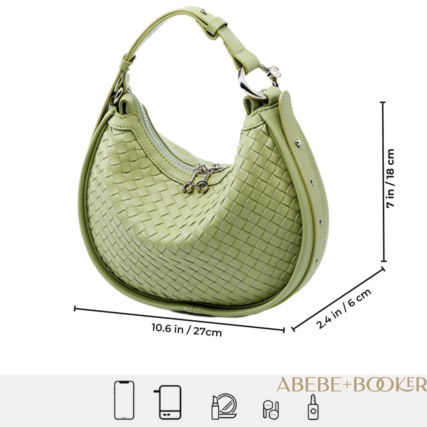 Woven Leather Crescent Crossbody Bag