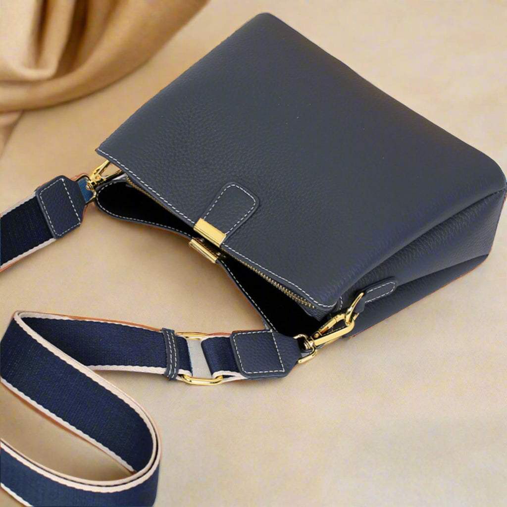 Leather small crossbody purse with adjustable strap, genuine leather, and compact