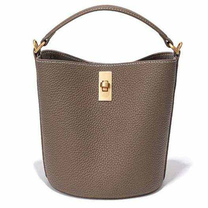 Elegant genuine leather crossbody bucket purse from Essence of Elegance Handbag Collection.