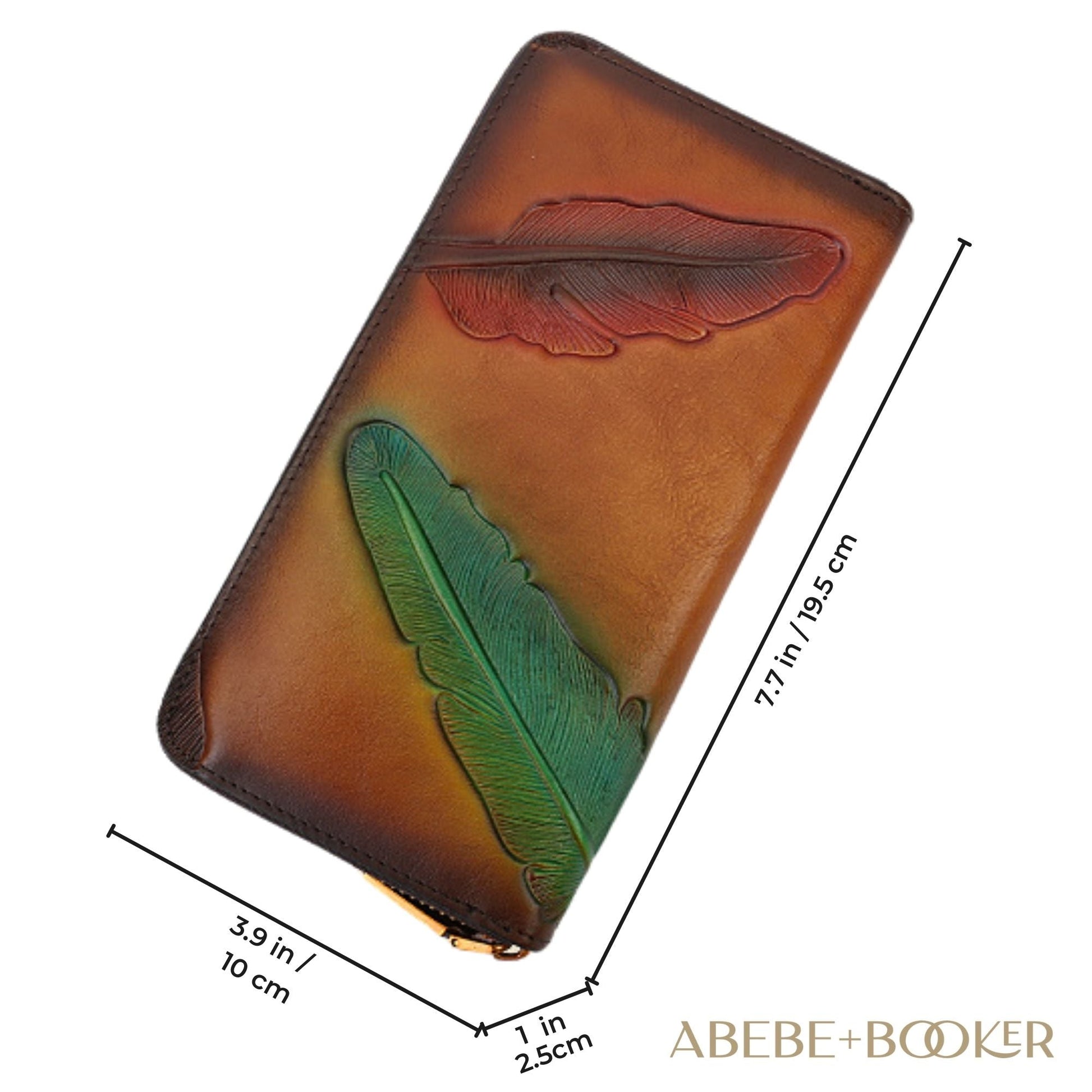 Nature-inspired leather womens leaf wallet featuring embossed leaf design, made from handcrafted genuine leather.