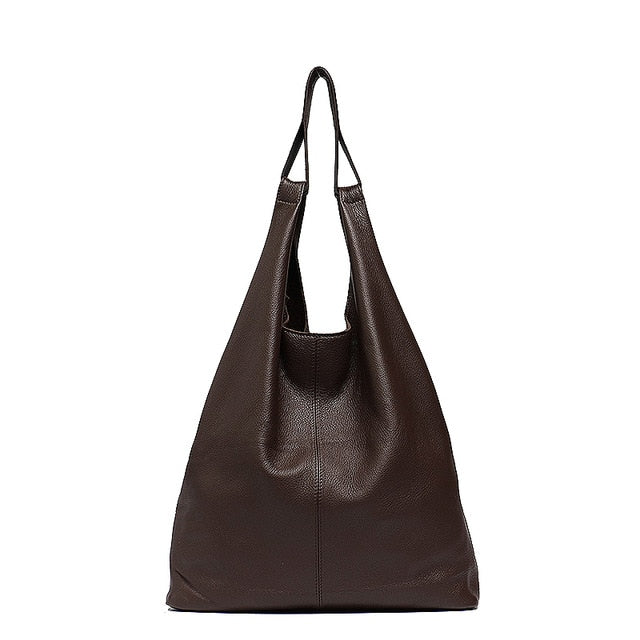Slouchy leather hobo bag in dark brown, premium genuine leather, Essence of Elegance Collection.