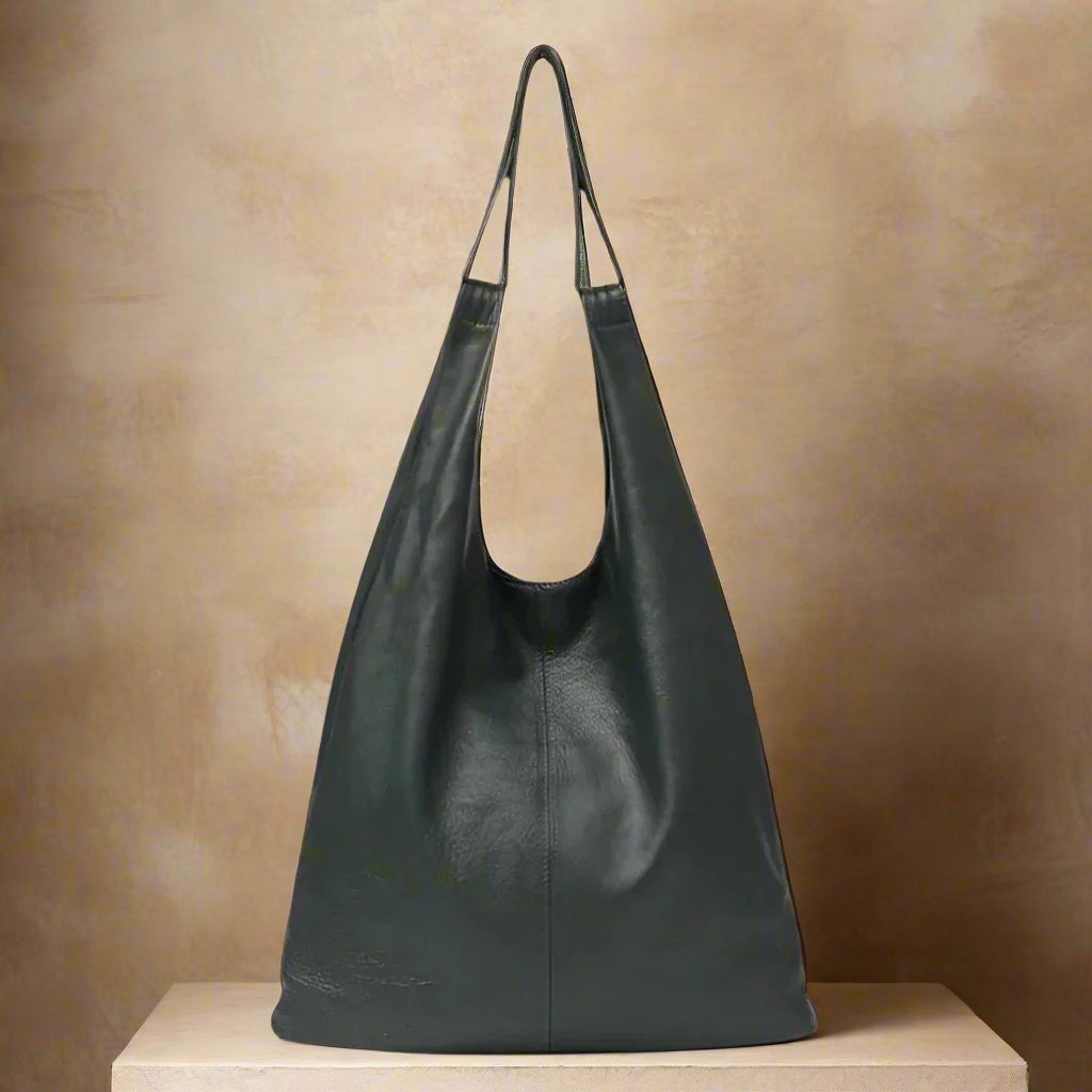 Slouchy Leather Hobo Bag with premium genuine leather and spacious design in elegant style.