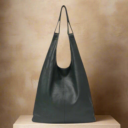 Slouchy Leather Hobo Bag with premium genuine leather and spacious design in elegant style.