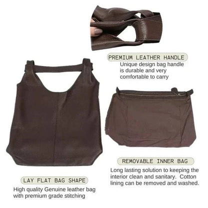 Slouchy Leather Hobo Bag with premium leather handle and removable inner
