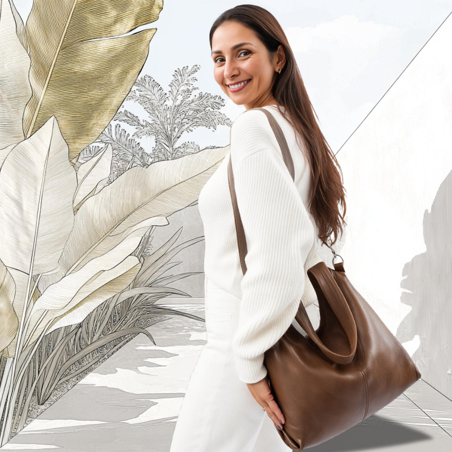 Leather Hobo Shoulder Bag