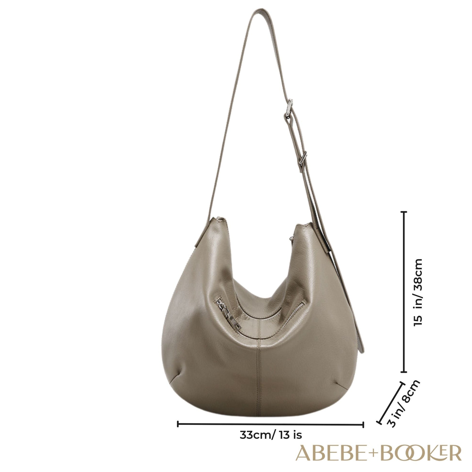 Slouchy Crossbody Bag in genuine leather with adjustable strap and